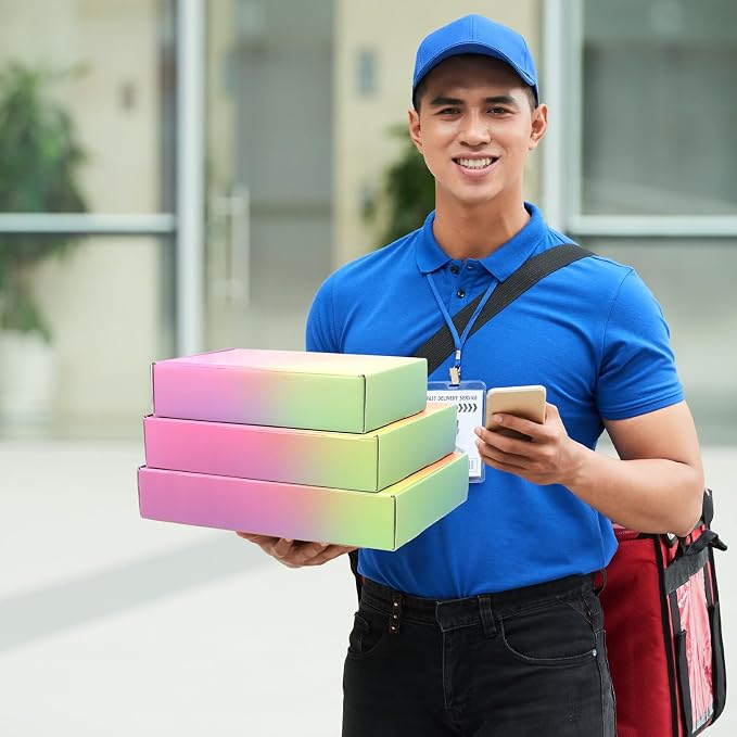 6x4x2 Shipping Boxes Small, 45 Pack Rainbow Corrugated Cardboard Mailer Boxes for Small Business, Mailing, Packaging