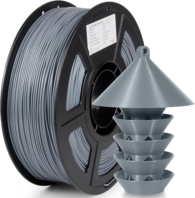 ASA Filament 1.75mm, UV/Heat Resistant/Weather Resistant ASA 3D Printer Filament, Perfect for Printing Outdoor Functional Parts, Gray Filament 1kg(2.2lbs) Spool