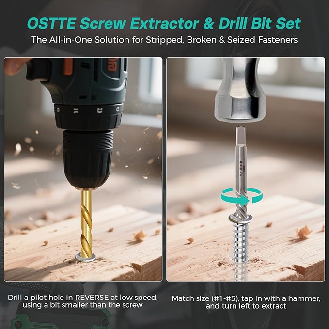 Bolt Extractor Kit & Screw Extractor Set, 40 Pcs with Left Hand Cobalt Drill Bits & Easy Out for Removal of Broken, Stripped, Rusted, Frozen, Rounded-Off Screws, Bolts, Studs, Nuts