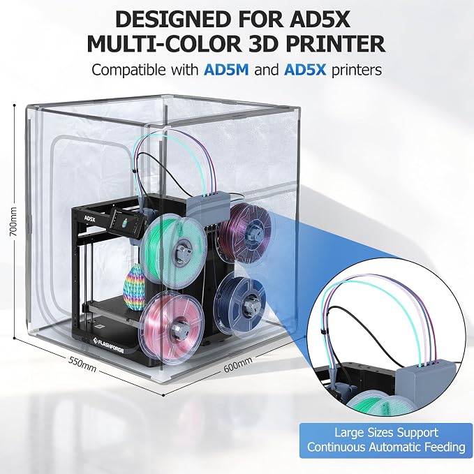 YOOPAI 3D Printer Enclosure with LED Light for AD5X / AD5M 3D Printers, Premium Dustproof Tent Constant Temperature Protective Cover