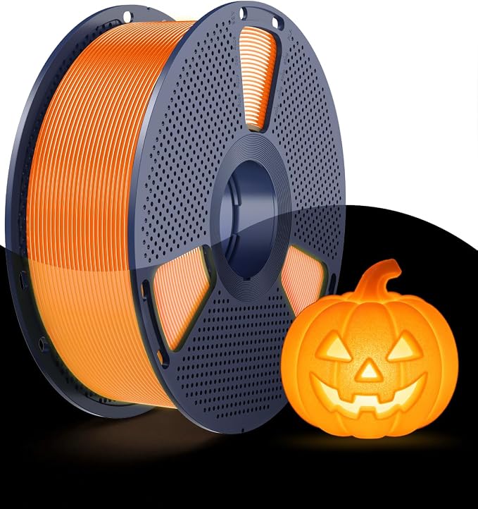 SUNLU Glow in the Dark PLA Filament 1.75mm, Luminous PLA 3D Printer Filament, Long-Lasting Brightness & High Toughness, 1kg Spool (2.2lbs), Fits Most FDM Printers, Orange PLA, Glow Orange