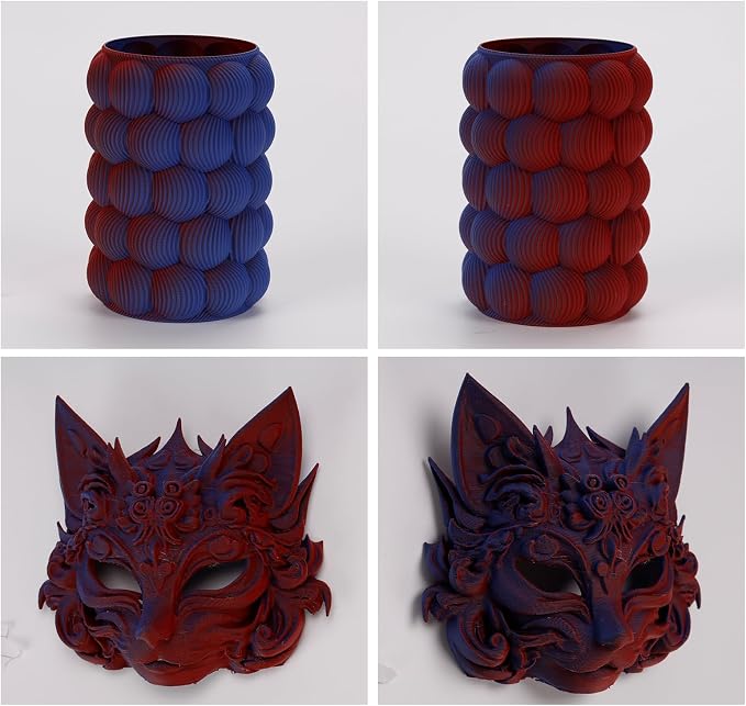 iSANMATE Matte Dual Color PLA Filament 30-300mm/s 2-in-1 Color Rainbow Filament Fast Color Change Filament by Angle 3D Printing Filament 1.75MM 1KG Fit for Bambu Lab 3D Printers,AMS,AMSLite(Red Blue)