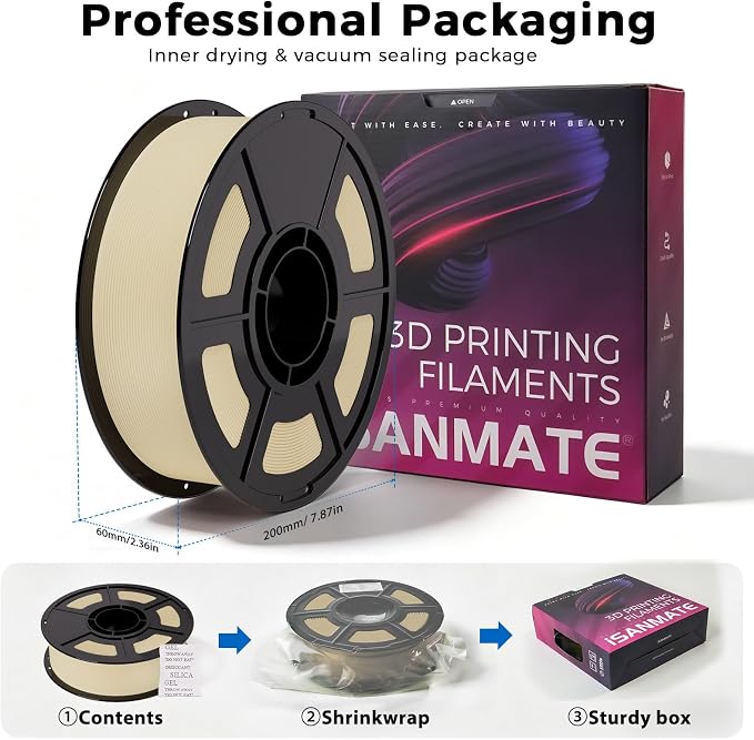 iSANMATE Matte PLA Beige PLA 3D Printing Filament Tan Skin 1.75mm 30-300mm/s 1kg (2.2lbs) for Bambu Lab 3D Printers,AMS,AMSLite