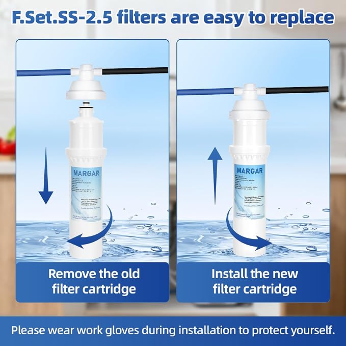 Filter Replacement SS-2.5, Replacement for Max Flow® Water Filter SS-2.5, F.SET.SS-2.5 Filter Reduces Chlorine, Compatible with EWS® SS-2.5 Water Unit, Install Directly On Faucet, 10,000 Gallon 2-PACK