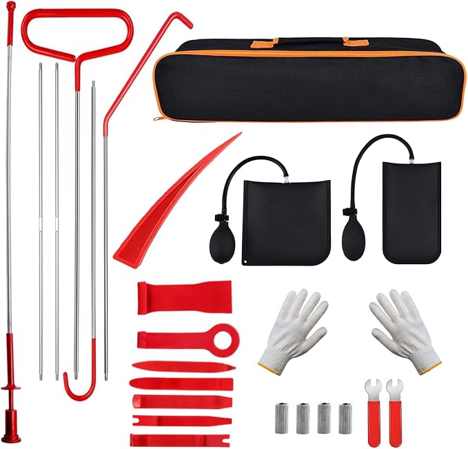 25 PCS Car Tool Kit,Magnetic Flexible Claw Grabber Pickup Tool with Bright LED Light