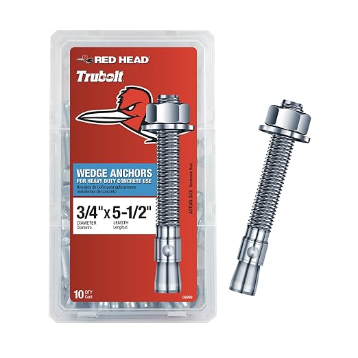 Red Head TruBolt 3/4 x 5-1/2" Heavy-Duty Wedge Concrete Anchors, 10 PCS