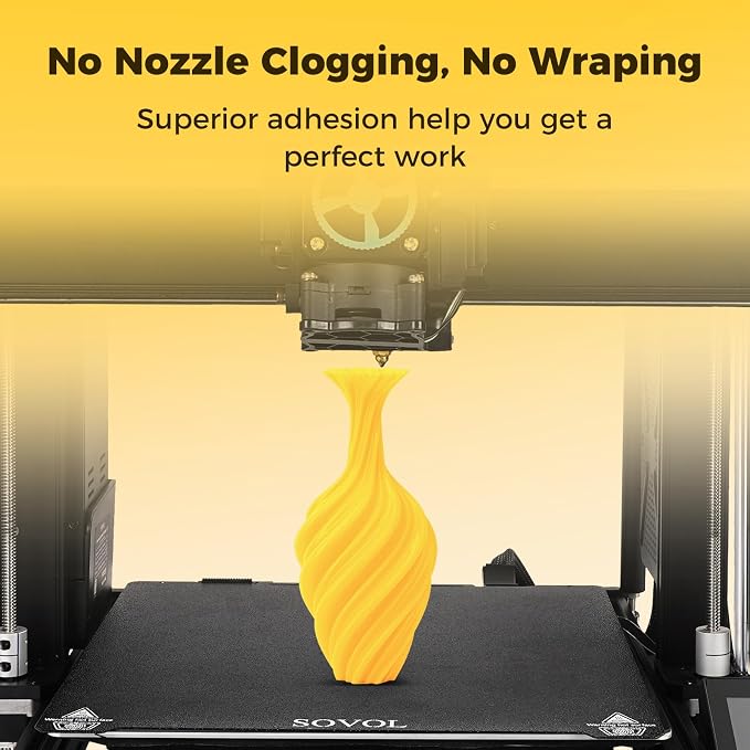 Sovol 3D Printer PETG Filament 1.75mm 1KG (2.2lbs), High Precision, Strong Toughness, Wiring Tightness, Dimensional Accuracy +/- 0.03 mm, 3D Printing PETG Filaments, Yellow