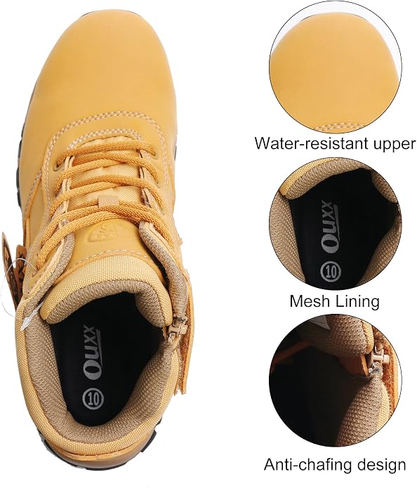 5" Waterproof Steel Toe Work Boots for Men, Safety Shoes with Side Zipper, ASTM F2413-18 Certified, Puncture-Proof Kevlar Midsole, Oil & Slip Resistant Rubber Sole, Construction Safety Boots(OX2518)