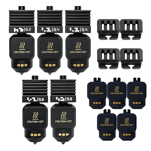 5 Pack Hotend Nozzle Kit with 0.2/0.4/0.4/0.6/0.8MM Bambu Lab H2D/H2S/H2C Combo/X2D/P2S/A1/A1mini 3D Printer, Hardened Steel Quick Swap Nozzle Replacement, High Temperature Extruder Parts