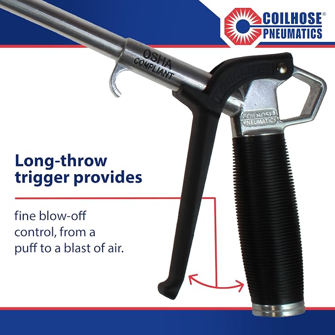 Coilhose Pneumatics TYP2524 Typhoon High Volume Blow Gun, 1/4-Inch NPT with 24-Inch Extension and High Flow Tip
