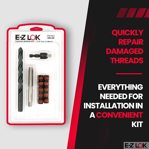 E-Z LOK EZ-310-6 Thread Repair Kit for Metal Carbon Steel Threaded Inserts 3/8-16 and Installation Tools