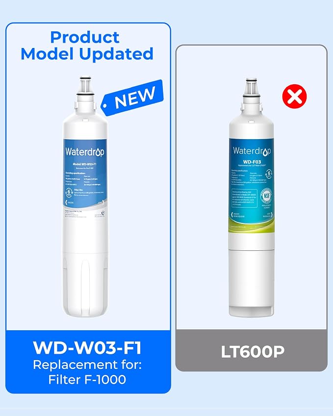 Waterdrop F-1000 Water Filter, Replacement for InSinkErator® F-1000 F-2000 Filter and AquaPure AP Easy C-Complete, 500 Gallons, Reduces Chlorine, Bad Taste & Odor, NSF/ANSI 42 Certified