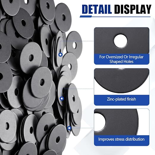 Yaocom 200 Pieces 1/4" x 1-1/4" Zinc Fender Washers Thickness 1mm Fender Washers for Wood and Wet Environment