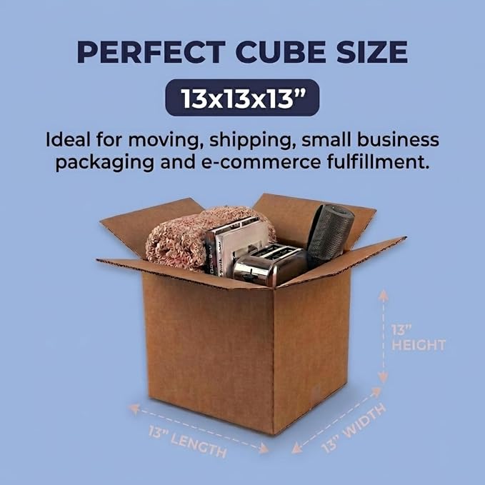 BOX USA 13x13x13 Medium Boxes for Shipping, Moving & Packing, 25-Pack