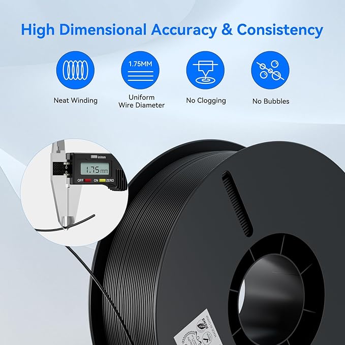 Creality PLA Filament 1.75mm Bundle 4KG, High Precision +/-0.02mm 3D Printer Filament, Consistent Extrusion, Smooth Printing, 4 Pack 1KG Spool, Fits for Most FDM 3D Printers(Black,White,Grey,Red)