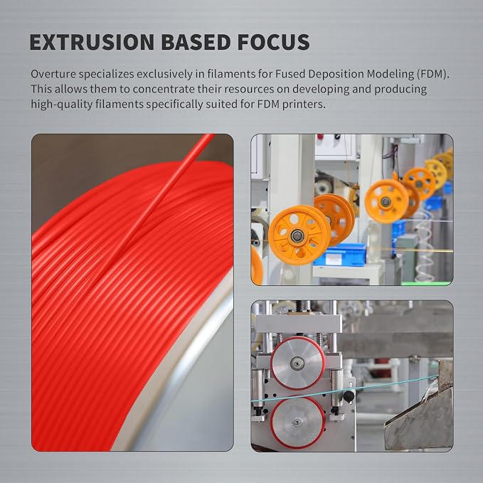 OVERTURE Super PLA+ Filament 1.75mm, Toughness Enhanced PLA Plus, Professional Toughness 3D Printer Filament 1kg (2.2lbs), High Precision +/- 0.02mm (Red)