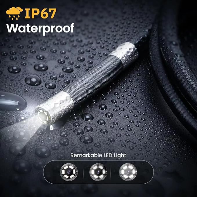 Articulating Borescope 2-Way 210°- JESERAL 8.5mm Lens Endoscope camera with 6 light, HD1080P Inspection Camera with Steering Probe, Compatible with Android&iOS Phone, scope with 3.3FT Semi-Rigid Cable