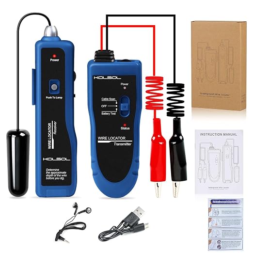 Underground Wire Locator & Cable Tester F02 Pro with Rechargeable 1100mAh Battery for Locating Wires & Control Cables