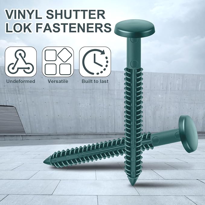 Blulu 120 Pcs 3 Inch Vinyl Shutter Fastener Window Panel Peg Lok Pin Pegs Screws Shutter Spikes Anchor (Forest Green)