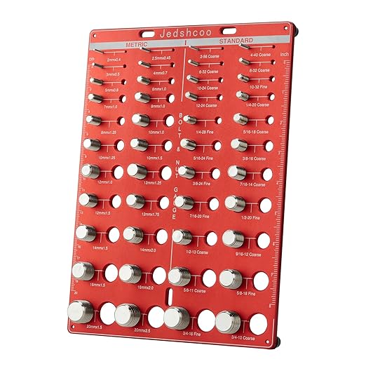 Thread Checker with Optimised Spacing, 44 Nut and Bolt Thread Checker, Bolt Size Finder with 22 Standard & 22 Metric Sizes, Thread Gauge SAE and Metric