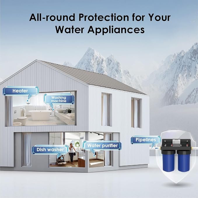 Waterdrop WF10F Whole House Water Filter, Compatible with WHF21-FG, Ispring, GE®, Any 10" x 4.5" System, Iron and Sediment Filter, Reduces Manganese, 5 Micron