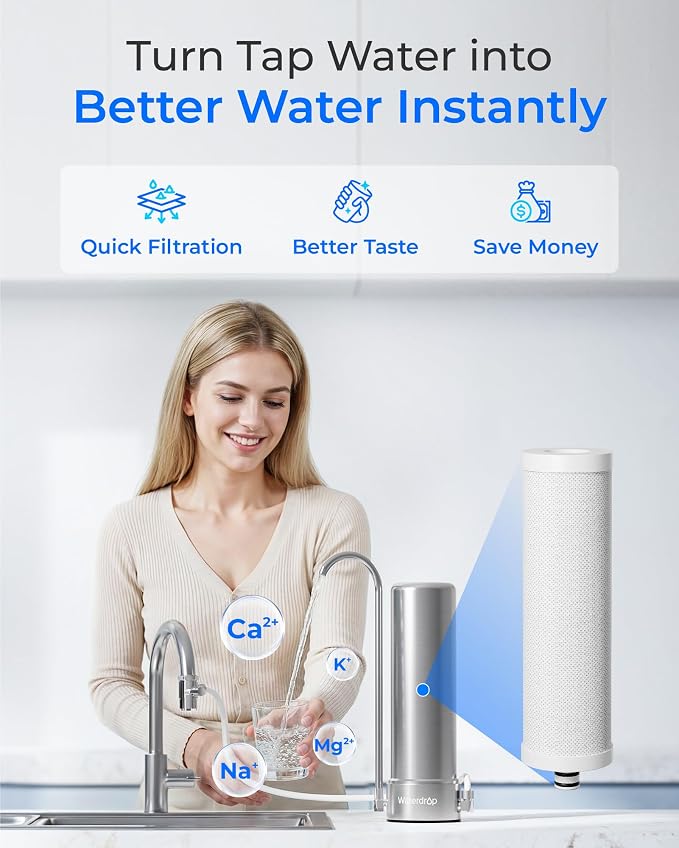[Original] Waterdrop CFF-01 Water Filter Replacement for Waterdrop WD-CTF-01/CTF-02, NSF/ANSI 42&372 Certified, 5-stage Water Filter, Reduces Heavy Metals, Bad Taste and Up to 99% of Chlorine