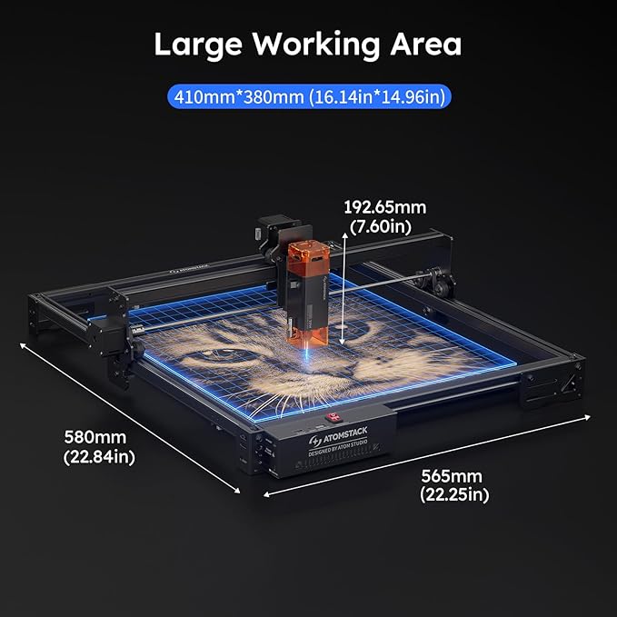 ATOMSTACK 10W Laser Engraver, A10 PRO V2 Laser Cutter, 0.06mm High Accuracy Laser Engraving Machine for Wood and Metal, Dark Acrylic, Glass, Leather