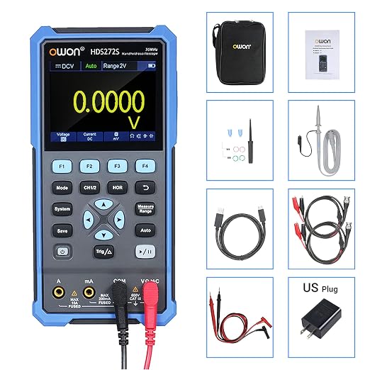 OWON 3 in 1 HDS272S Handheld Digital Oscilloscope 70MHz 2 Channels Digital True-RMS Multimeter (Owon HDS272S)