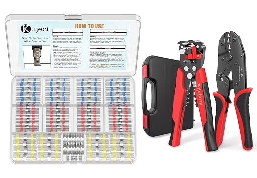 Solder Seal Wire Connectors+Wire Stripper and Crimping Tool Kit