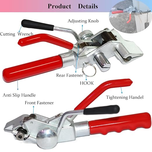 Steel Banding Strapping Kit Strapping Tool Pallet Metal Belt Packaging Tensioner and Cutter Machine with 100pcs Buckle 3/4" x 100 Feet Steel Banding Coil