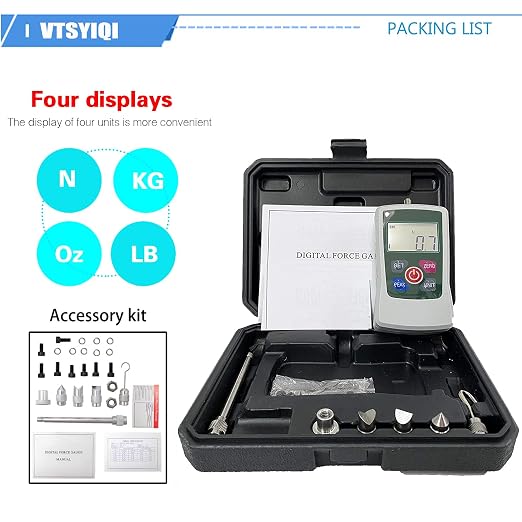 Force Gauge 500N Digital Force Gauge Push and Pull Tester Meter Dynamometer with 500N 50Kgf 110Lbf 1800Oz for Lab Force Test Destructive Test