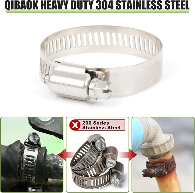 U.S. Solid 20PCS Hose Clamps Stainless Steel Adjustable 3/4"–1 1/4" (18–32mm) Worm Gear Hose Clamp, Heavy Duty Metal Hose Clamps for Automotive, Pipe, Radiator Plumbing