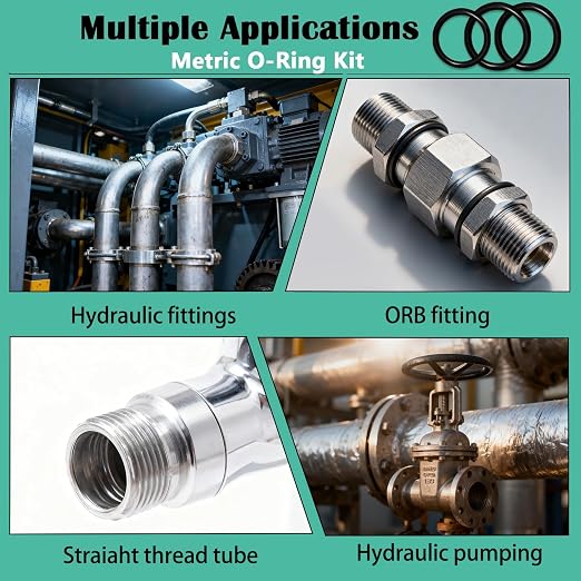 XBVV 360 Pcs ORB BOSS Hydraulic O-Ring Kit SAE 900 Series 12 Size Buna-N 70A with Pick O-Ring Seal Kit for Boss Tube Fitting,Hydraulic Fitting, Straight Thread Fittings,（-904 to -914,-916）