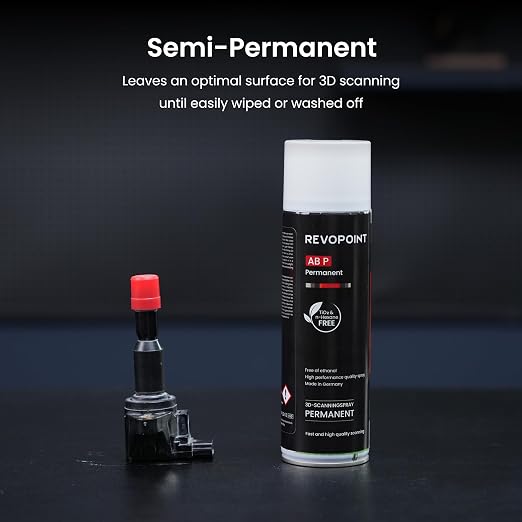 Revopoint 3D Scanning Spray for 3D Scanners, Semi-Permanent Until Wiped, for Reflective, Transparent, Black or Highly Textured Surfaces, 500ml, AB-P