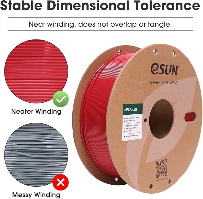 eSUN PLA Filament 1.75mm, High Toughness 3D Printer Filament Upgraded PLA Filament, Dimensional Accuracy +/- 0.03mm, 1KG per Spool, 4 Spools 3D Printing Filament for 3D Printers, Fire Engine Red