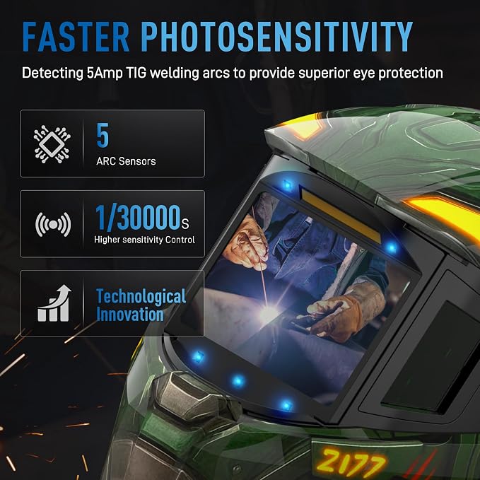 ANDELI Digitally Controlled Lens Auto Darkening Welding Helmet Panoramic View&Protective Welding Cap Fireproof Cotton