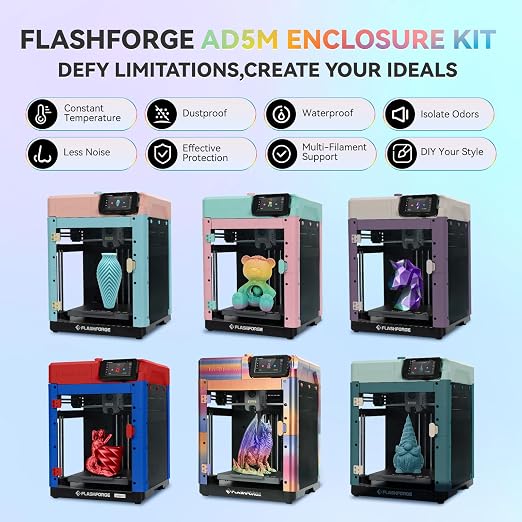 FLASHFORGE Adventurer 5M 3D Printer Enclosure Kit, DIY AD5M Enclosure Set | 3D Printer Enclosed Accessories, Constant Temperature, Odor Isolation, Dustproof and Noise Reduction,Supports Printing ASA,PC