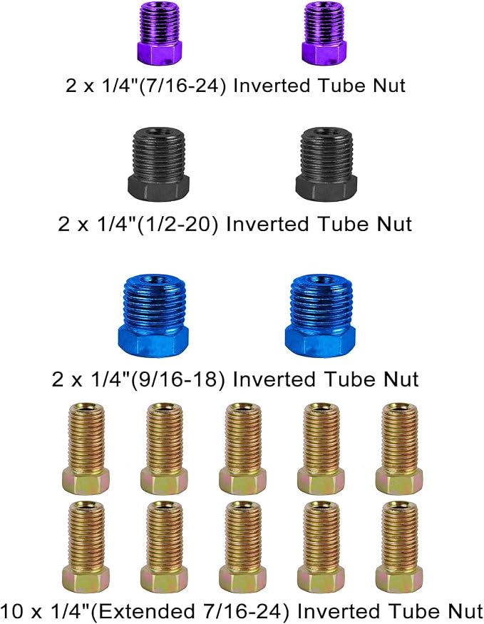 MuHize 1/4 Inch Copper Nickel Brake Line Kit (25 Feet) - Corrosion Resistant Hydraulic Brake Tubing for Ford/Toyota Tacoma - 16 Braking Fittings Coil Set