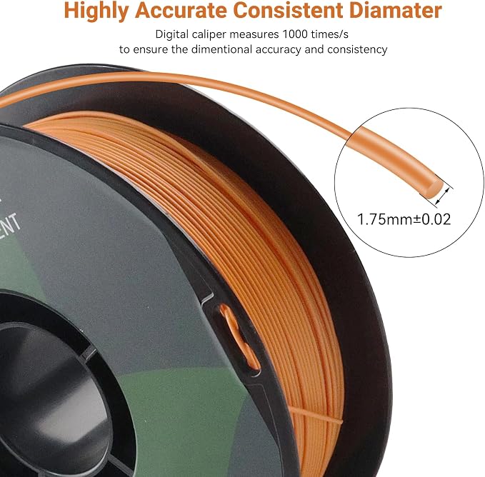 Matte PLA 3D Printer Filament, 1KG Spool(2.2lbs) 1.75mm PLA Gradient Filament for Most FDM 3D Printers,Sun Orange