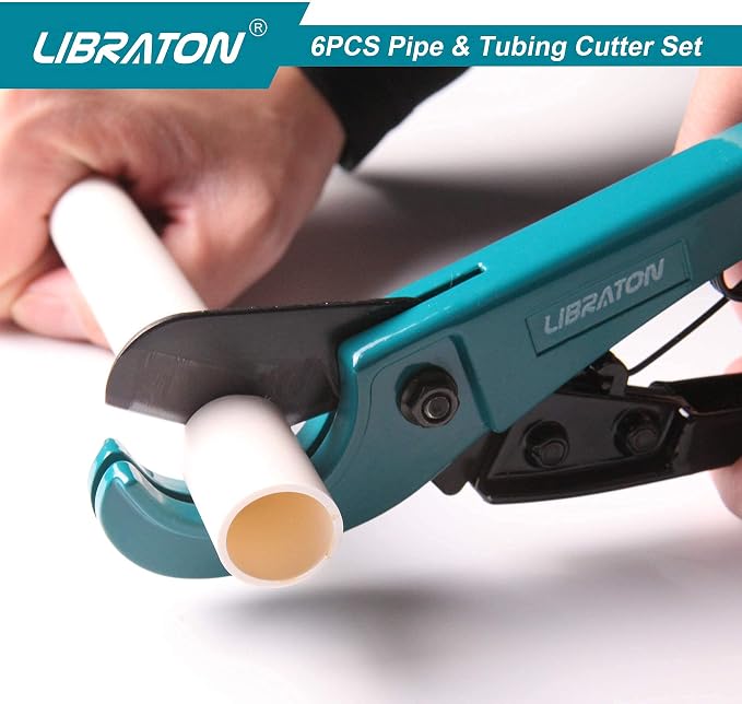 Libraton PVC Cutter 1-5/8"，PVC Pipe Cutter, Pex Cutter 1-1/4", Mini Tube Cutter 1/8" to 7/8", with Replacement Blade, PTFE Sealing Tapes