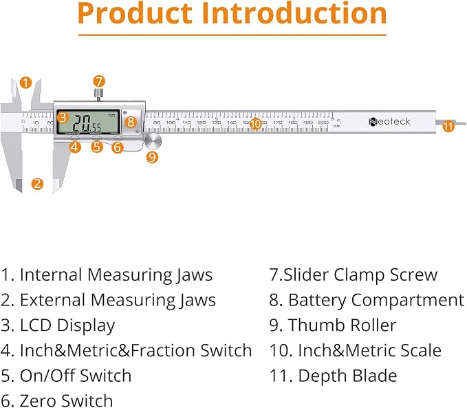 Neoteck 6 inch Digital Caliper + 8 inch Digital Caliper Set