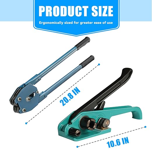 Heavy Duty Banding Strapping kit Contain 5/8"x 1000' Polyester (PET) Packaging Straps & 200 Metal Seals 100 Plastic Edge Protectors Tensioner with Cutter Sealer Tool