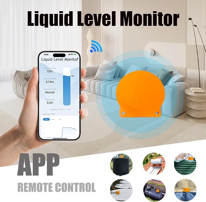 Moray Smart WiFi Water Level Sensor Water Tank Level Monitor Oil Tank Gauge Sensor , Automatic Alarm Indicator for Tuya Smart Life Mobile APP Smart Home Remote IP65 Waterproof (ME201WZ)