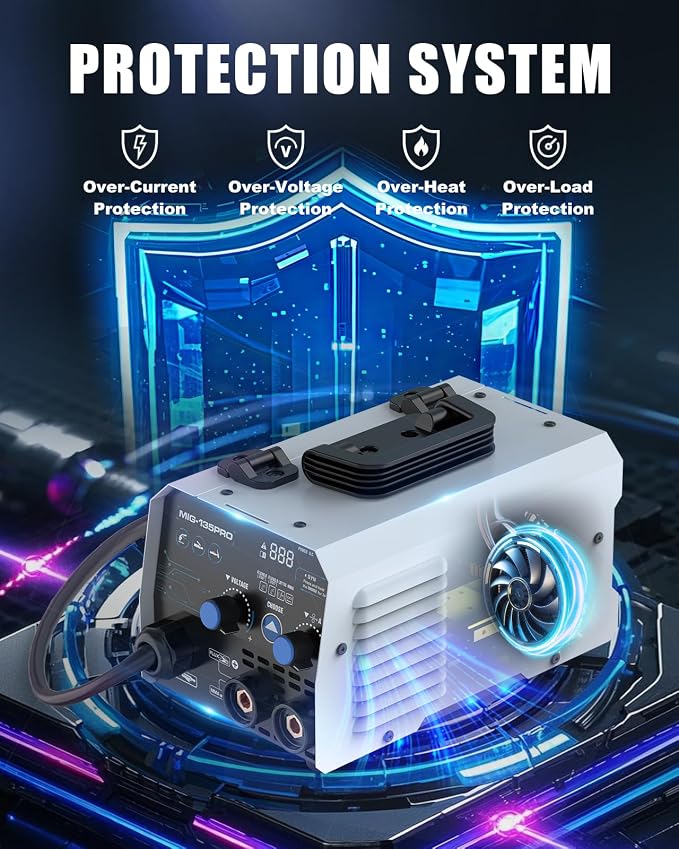 AZZUNO 135A MIG Welder 110v, 3 in 1 MIG Welder Machine Flux Core Welder/Lift TIG/Stick Welding Machine, Portable Wire Feed Welder, Gasless Welding Machine