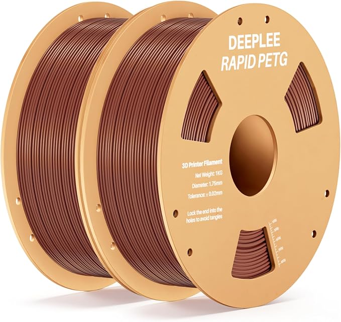 Rapid PETG Filament 1.75mm, High Speed PETG 3D Printer Filament Up to 600 mm/s, Dimensional Accuracy +/- 0.02 mm, Fits for Most FDM 3D Printers, 2kg Brown