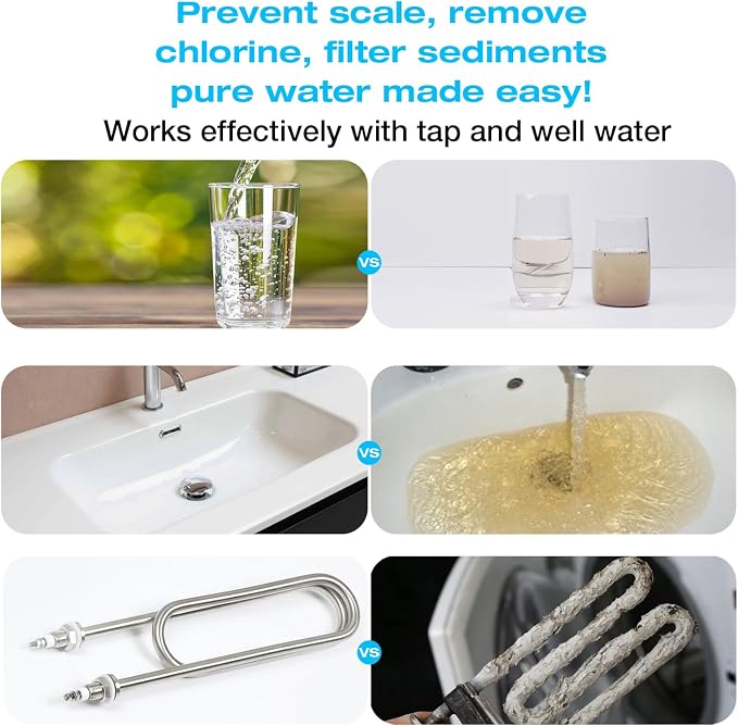 H&G Lifestyles Whole House Water Filter Cartridge 4.5 x 20 KDF Water Filter | Polyphosphate Water Descaler, PP Cotton Filter, Compatible with ECP5-20BB,SPC-45-2005,DGD-5005-20
