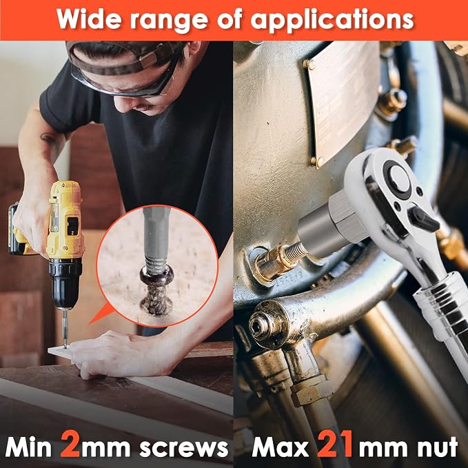 THINKWORK Damaged Screw Extractor Set, 2-21mm, 39-Piece Broken Bolt Extractor Kit, 3/8" Drive Lug Nut Removal Tool, Rounded Bolt Remover for Damaged, Rusted, Rounded-Off, Stripped Fasteners