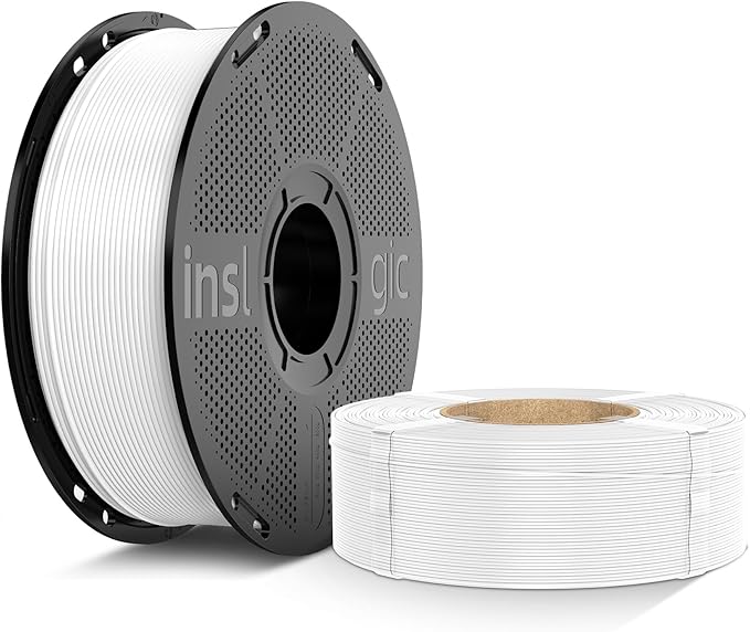 Inslogic PETG Pro Pre-Dried 3D Printer Filament 1.75 mm, High-Speed PETG Filament, Stronger Toughness, Dimensional Accuracy +/- 0.02 mm, Compatible with FDM Printers, 2 kg White (1 Spool + 1 Refilll)