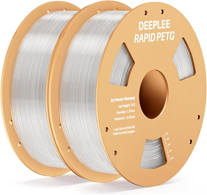 Rapid PETG Filament 1.75mm, High Speed PETG 3D Printer Filament Up to 600 mm/s, Dimensional Accuracy +/- 0.02 mm, Fits for Most FDM 3D Printers, 2kg Transparent