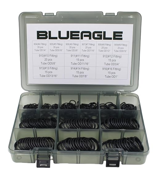 Hydraulic O-Ring Kit BOSS ORB (O-Ring Boss) Fittings 270 Pieces (12 Common Sizes) SAE 900 Series Buna-N 90 Durometer for Hydraulic Adapter SAE